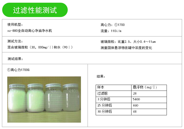 全自动排渣离心净油机过滤性能测试 全自动排渣离心净油机过滤性能测试
